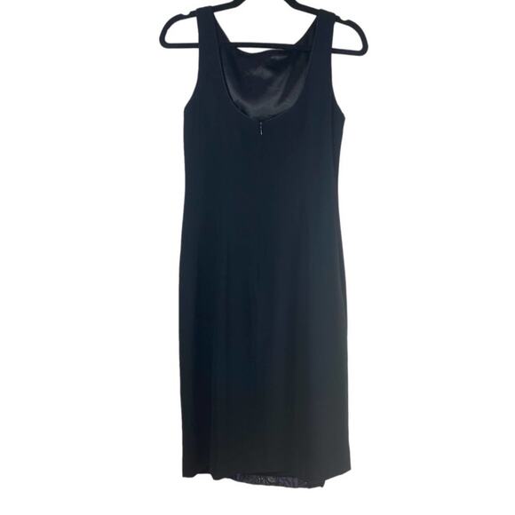 THEIA DRESS 4 METALLIC JACQUARD FLORAL BLUE GOLD COCKTAIL SHEATH SLEEVELESS - Picture 3 of 6